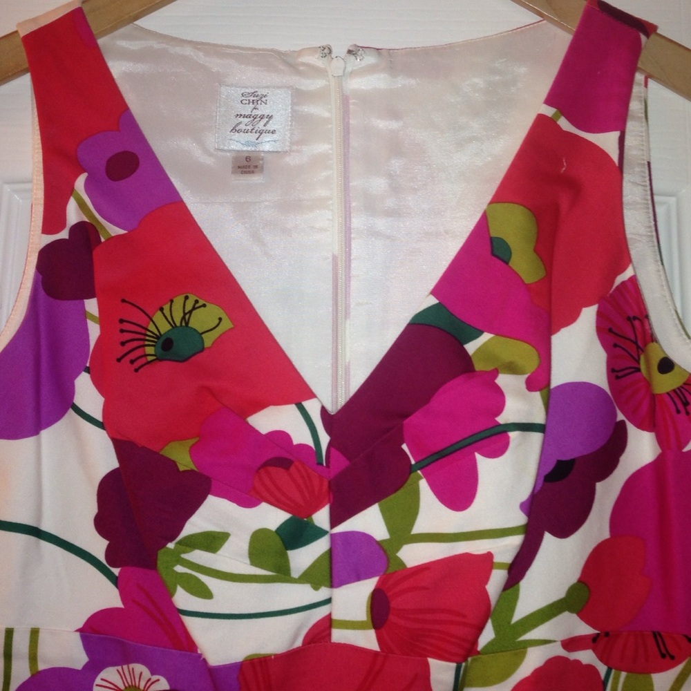 Suzi Chin for Maggy Boutique Floral Dress - Red, Pink, Purple